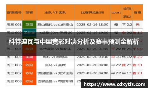科特迪瓦与中国竞彩对决分析及赛事预测全解析